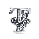  Silberner Buchstabe-T-Charm mit Zirkoniumkristall