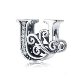  Silberner Buchstabe U-Charm mit Zirkoniumkristall