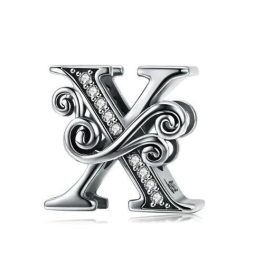  Silberner Buchstabe-X-Charm mit Zirkoniumkristall