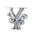  Silberner Y-Buchstabenanhänger mit Zirkoniumkristall