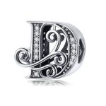  Silberner Buchstabe-D-Charm mit Zirkoniumkristall