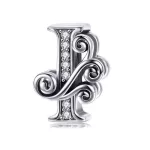  Silberner Buchstabe I-Charm mit Zirkoniumkristall