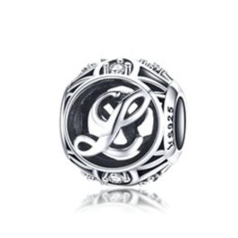  Silberner Buchstabe L mit Charm-Kristallen