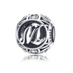  Silberner Buchstabe M mit Charm-Kristallen