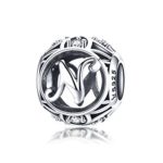  Silberner Buchstabe N mit Charm-Kristallen