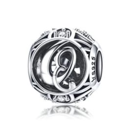  Silberner Buchstabe Q mit Charm-Kristallen