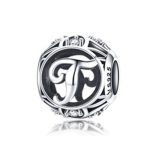  Silberner Buchstabe T mit Charm-Kristallen