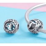  Silberner Buchstabe T mit Charm-Kristallen