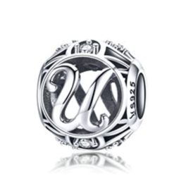  Silberner Buchstabe U mit Charm-Kristallen