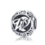  Silberner Buchstabe W mit Charm-Kristallen