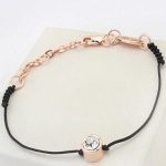  Kordelarmband, Schwarzgold, verziert mit Swarovski-Kristallen