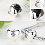  Silberne Herzperle mit rosa Kristallen