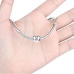  Silberne Herzperle mit rosa Kristallen