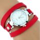 Damenarmbanduhr mit dreifachem Lederarmband, rot