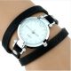Damenarmbanduhr mit dreifachem Lederarmband, schwarz