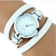 Damenarmbanduhr mit dreifachem Lederarmband, weiß