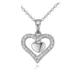  Doppelherz-Halskette, Rhodium