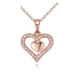 Doppelherz-Halskette, Roségold, Roségold