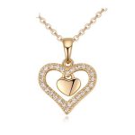 Doppelherz-Halskette, funkelndes Gold