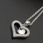  Doppelherz-Halskette, Rhodium