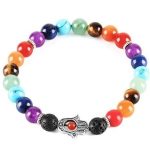  Hand der Fatima-Armband mit den Farben der 7 Chakren