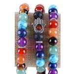  Hand der Fatima-Armband mit den Farben der 7 Chakren