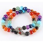  Hand der Fatima-Armband mit den Farben der 7 Chakren