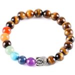  Meditationsarmband mit Buddhakopf und Tigerauge