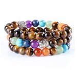  Meditationsarmband mit Buddhakopf und Tigerauge