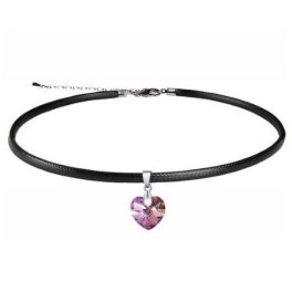   Lederhalskette mit Herzanhänger, Crystal VL, verziert mit Swarovski-Kristallen