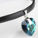  Lederhalskette mit Herzanhänger, Crystal BBL, verziert mit Swarovski-Kristallen