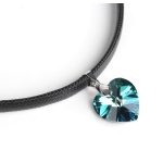  Lederhalskette mit Herzanhänger, Crystal BBL, verziert mit Swarovski-Kristallen