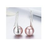 Silberohrringe mit Perlen, lila