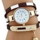  Damenarmbanduhr mit gestreiftem Armband, braun