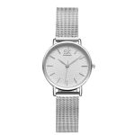 Damenarmbanduhr, flach, silberfarben