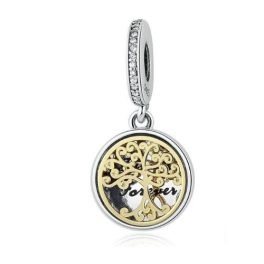  Silberner Lebensbaumanhänger mit Kristallen verziert