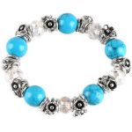  Armband im Vintage-Stil mit Blumen und türkisfarbenen Perlen