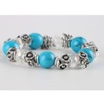  Armband im Vintage-Stil mit Blumen und türkisfarbenen Perlen