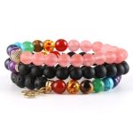  Meditationsarmband mit rosa Turmalinperlen, OM-Symbol