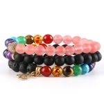  Meditationsarmband mit schwarzen Lavasteinperlen, OM-Zeichen