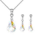 Schmuckset in Form eines Wassertropfens, verziert mit Swarovski-Kristallen, AB