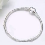 Schlichtes Silberarmband mit Herzmotiv, 19 cm