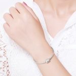 Schlichtes Silberarmband mit Herzmotiv, 19 cm