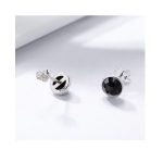Silberohrringe mit Zirkonkristall, schwarz