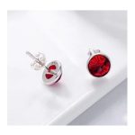 Silberohrringe mit Zirkonkristall, rot