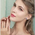 Silberohrringe mit Zirkonkristall, blau