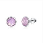 Silberohrringe mit Zirkonkristall, lila