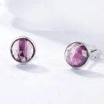 Silberohrringe mit Zirkonkristall, lila