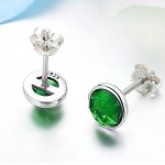 Silberohrringe mit Zirkonkristall, grün