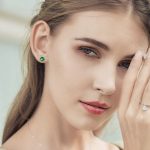 Silberohrringe mit Zirkonkristall, grün